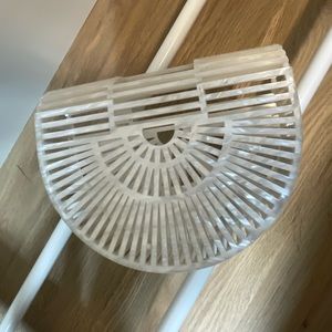 Cult Gaia Mother of Pearl Bird Cage Clutch